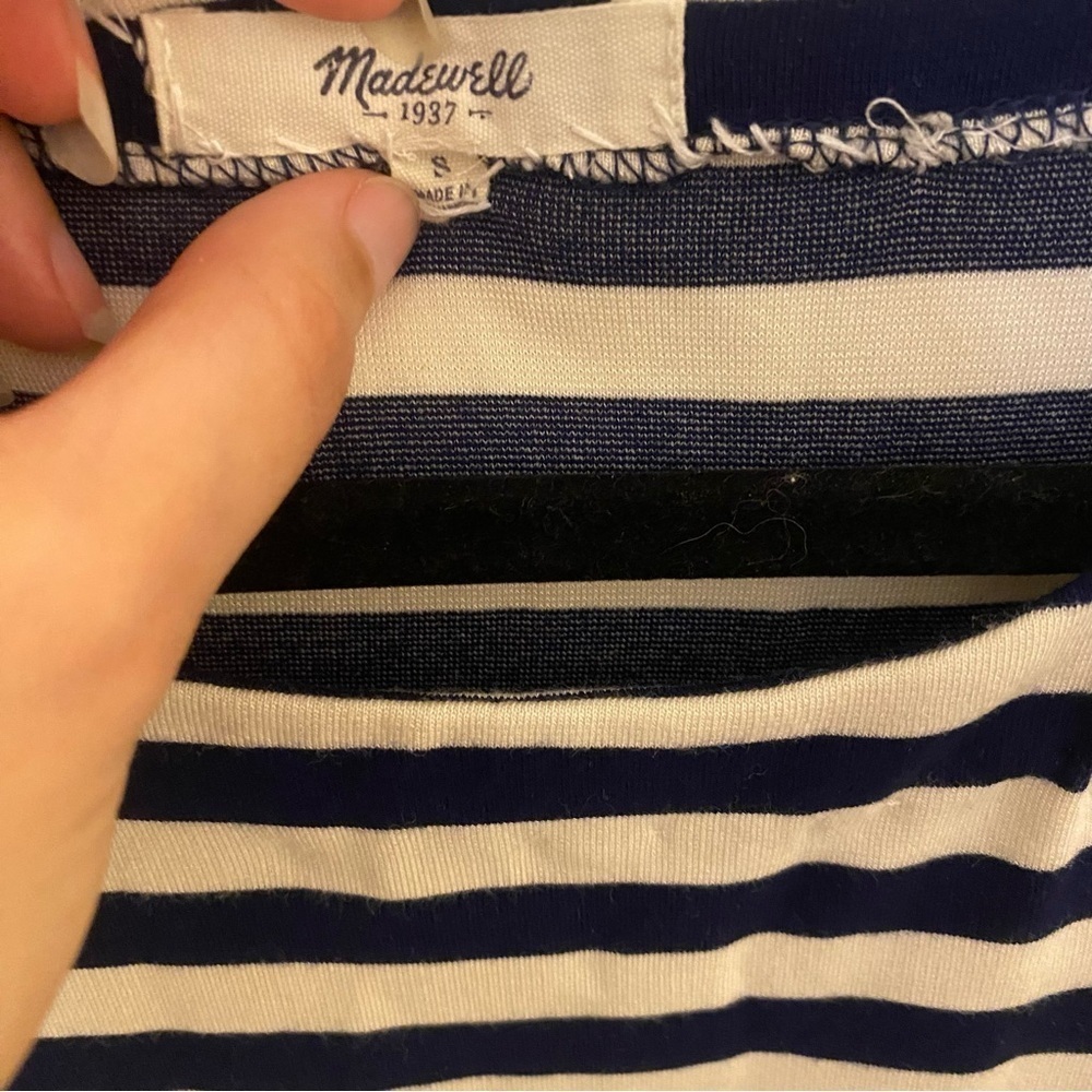 Madewell Navy Blue Nautical Stripes Stripeturn Ponte Top Blouse S - Picture 4 of 6